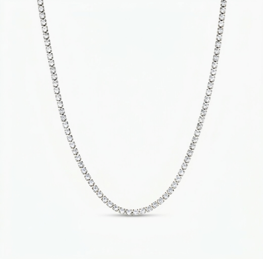 The Solvere Round Tennis Necklace - Natural