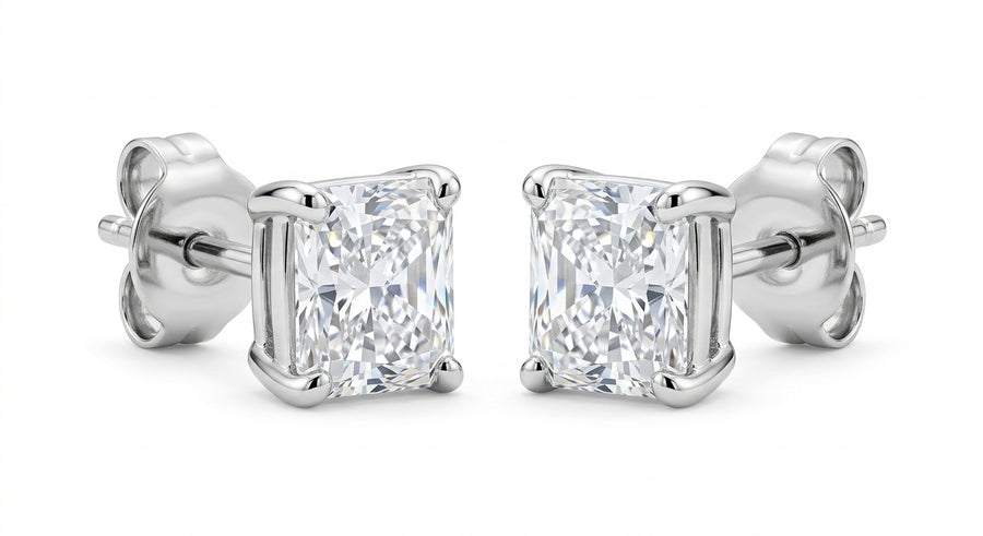 The Solvere Cushion Four-Prong Earrings - Color F