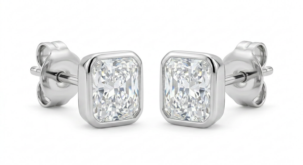 The Solvere Cushion Bezel Earrings - Color F