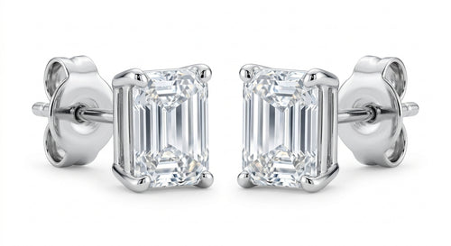 The Solvere Emerald Four-Prong Earrings - Color F