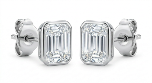 The Solvere Emerald Bezel Earrings - Color F