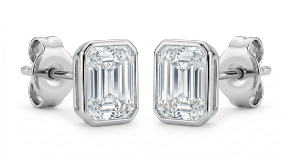 The Solvere Emerald Bezel Earrings - Color F