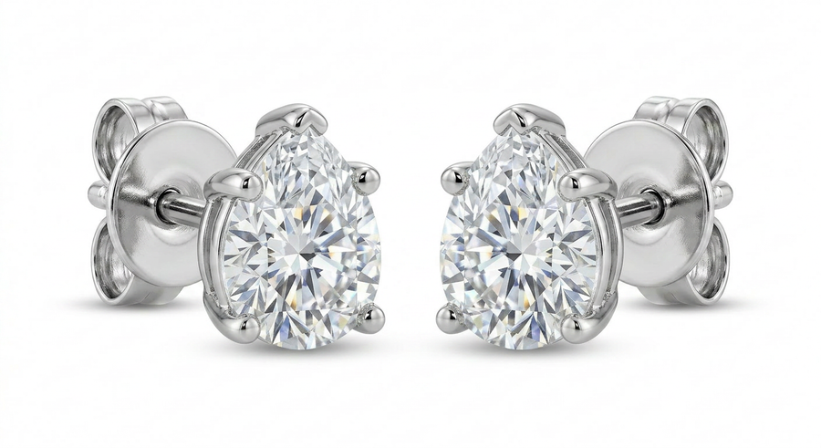 The Solvere Pear Four-Prong Earrings - Color F