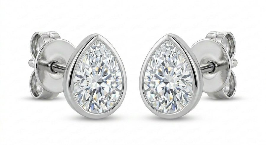 The Solvere Pear Bezel Earrings - Color F