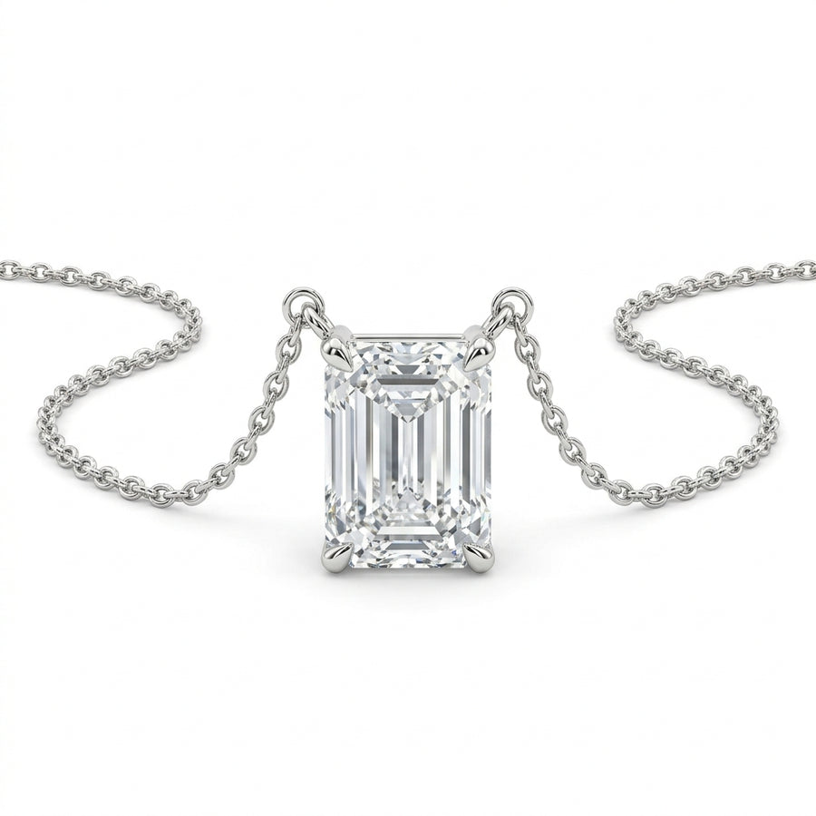 The Solvere Emerald Pendant Necklace - Color F - Lab-Grown