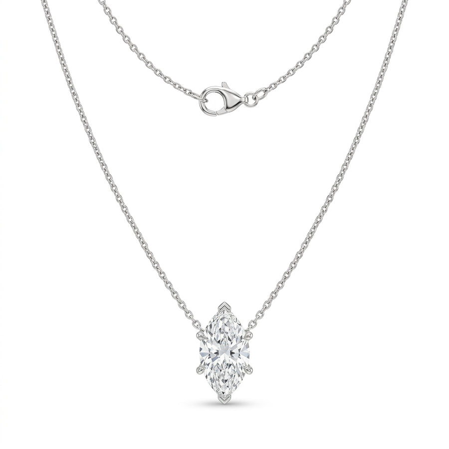 The Solvere Marquise Pendant Necklace - Color F - Lab-Grown