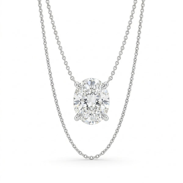 The Solvere Oval Pendant Necklace - Color F - Lab-Grown