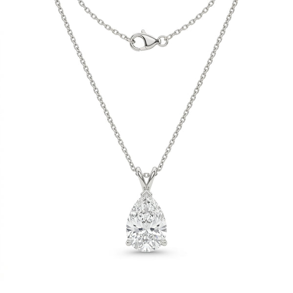 The Solvere Pear Pendant Necklace - Color F - Lab-Grown