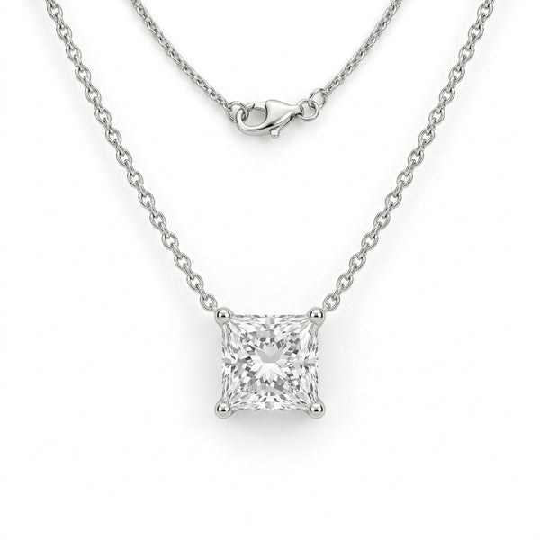 The Solvere Princess Pendant Necklace - Color F - Lab-Grown