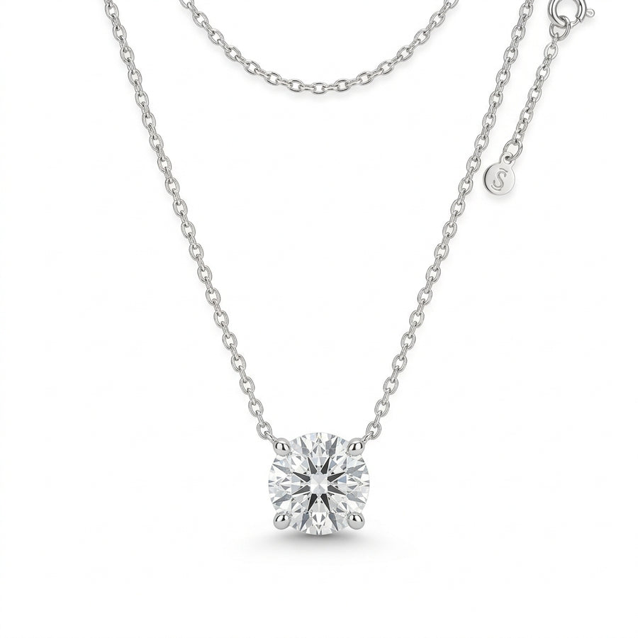 The Solvere Round Pendant Necklace - Color F - Lab-Grown