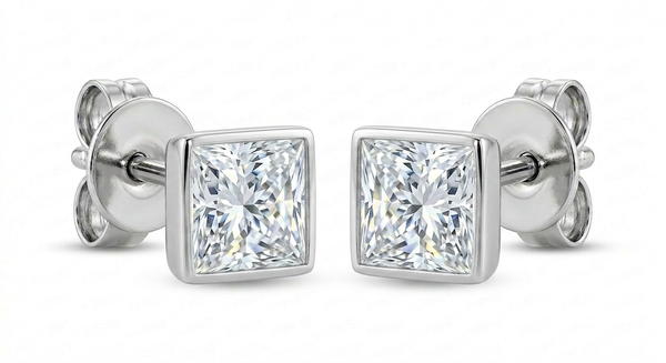 The Solvere Princess Bezel Earrings - Color F