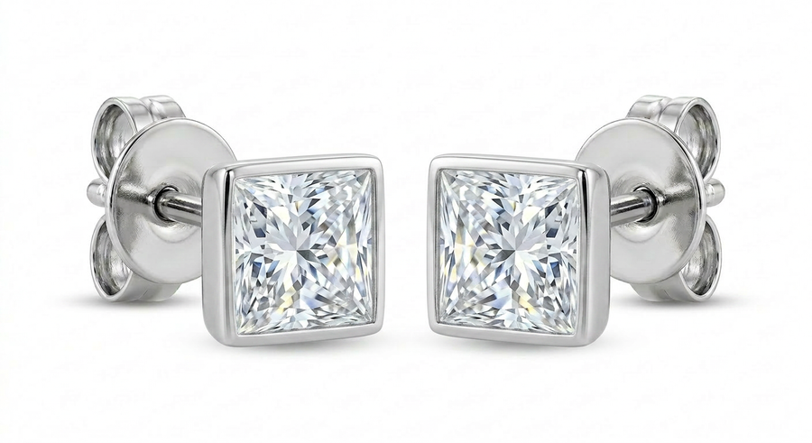 The Solvere Princess Bezel Earrings - Color F