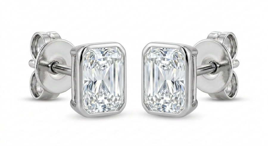The Solvere Radiant Bezel Earrings - Color F