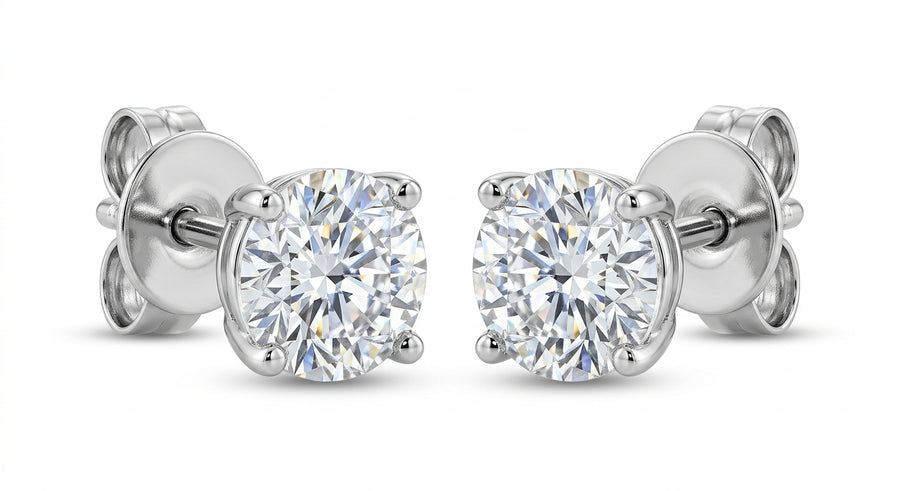 The Solvere Round Four-Prong Earrings - Color F