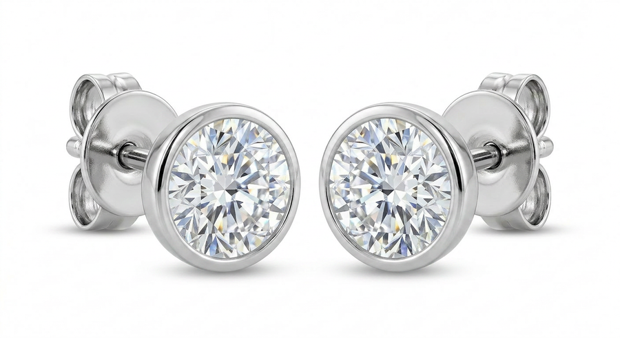 The Solvere Round Bezel Earrings - Color F