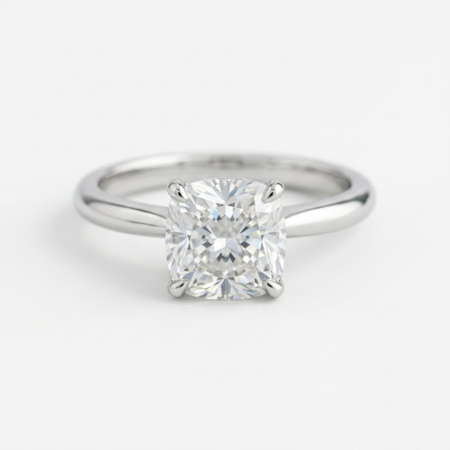 The Solvere Cushion Solitaire Ring - Color F - Lab-Grown