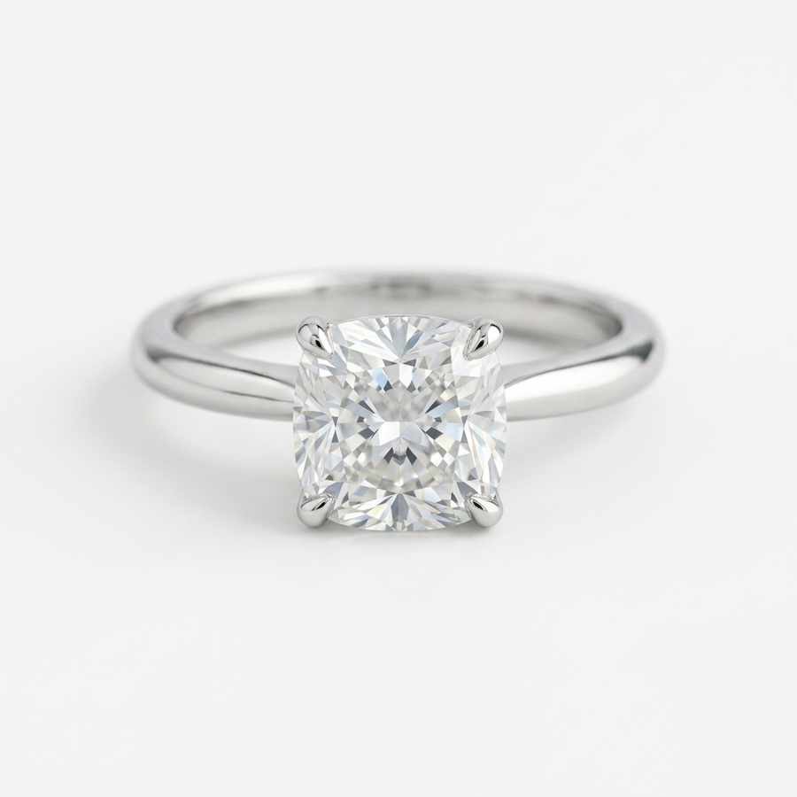 The Solvere Cushion Solitaire Ring - Color F - Lab-Grown