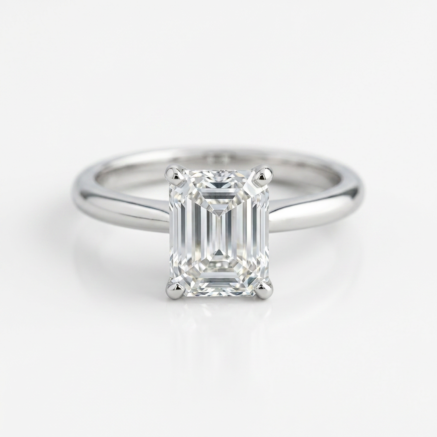 The Solvere Emerald Solitaire Ring - Color F - Lab-Grown