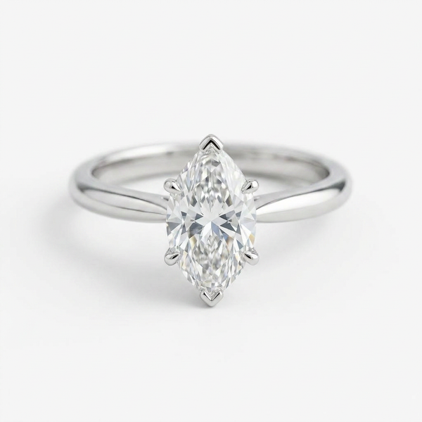 The Solvere Marquise Solitaire Ring - Color F - Lab-Grown