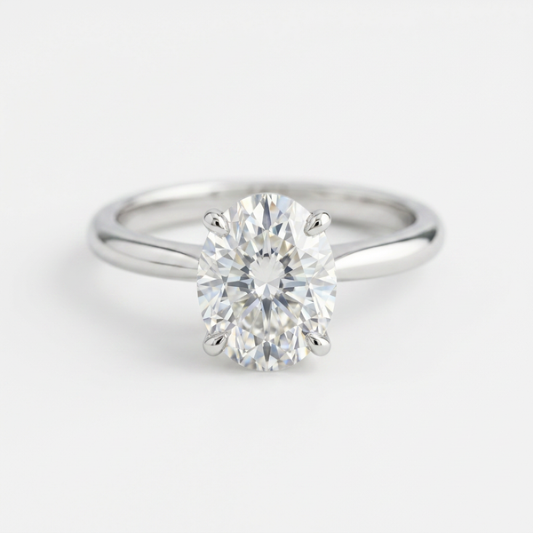 The Solvere Oval Solitaire Ring - Color F - Lab-Grown