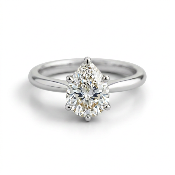 The Solvere Pear Solitaire Ring - Color F - Lab-Grown
