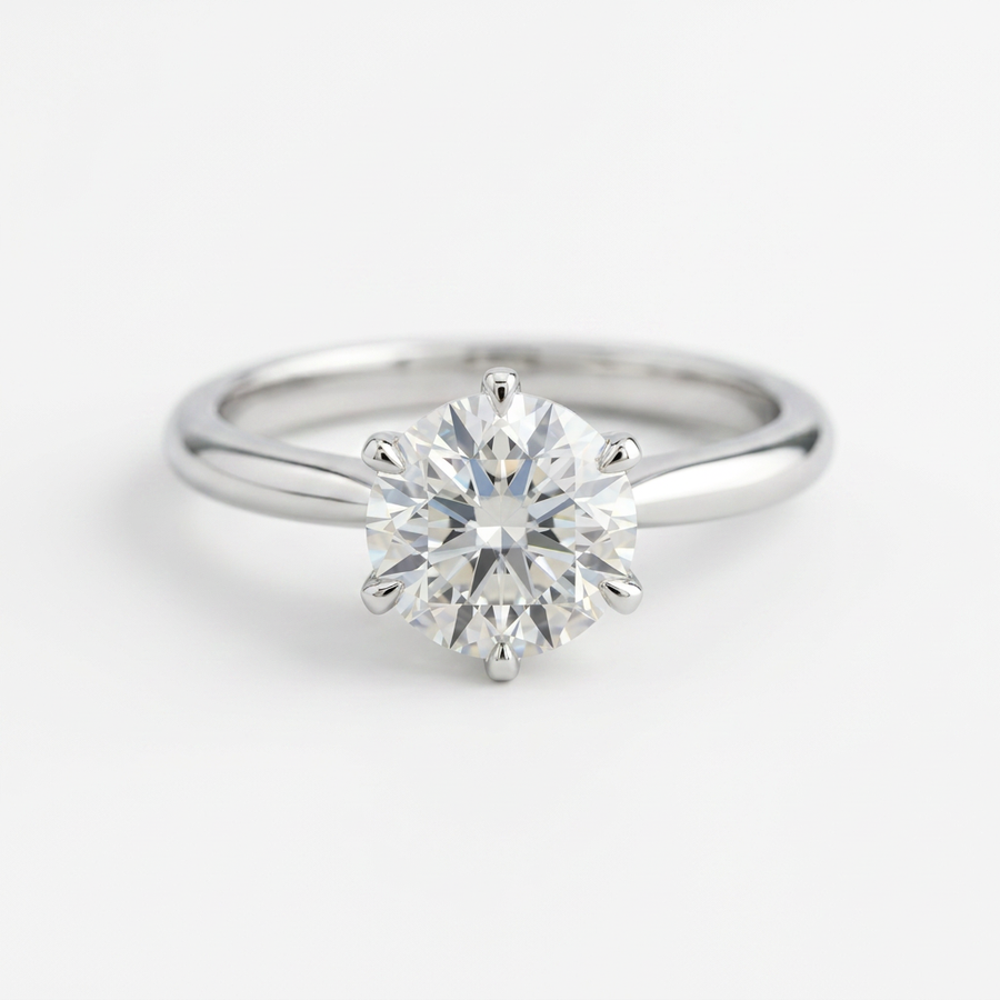 The Solvere Round Solitaire Ring - Color F - Lab-Grown