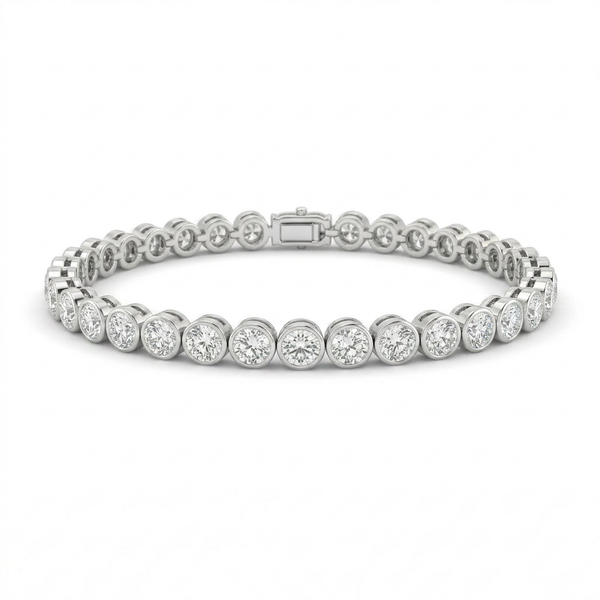 The Solvere Round Tennis Bezel Bracelet - Color F - Lab-Grown