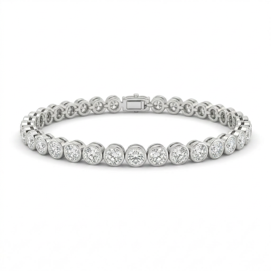 The Solvere Round Tennis Bezel Bracelet - Color F - Lab-Grown